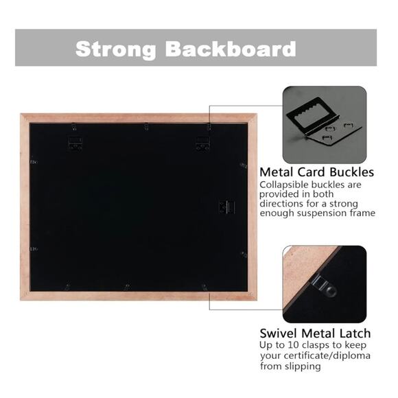 Diploma Frame 14 x 17 With Mat Solid 16 x 20 w/o Mat Wood Display Document/Cert - Picture 4 of 4